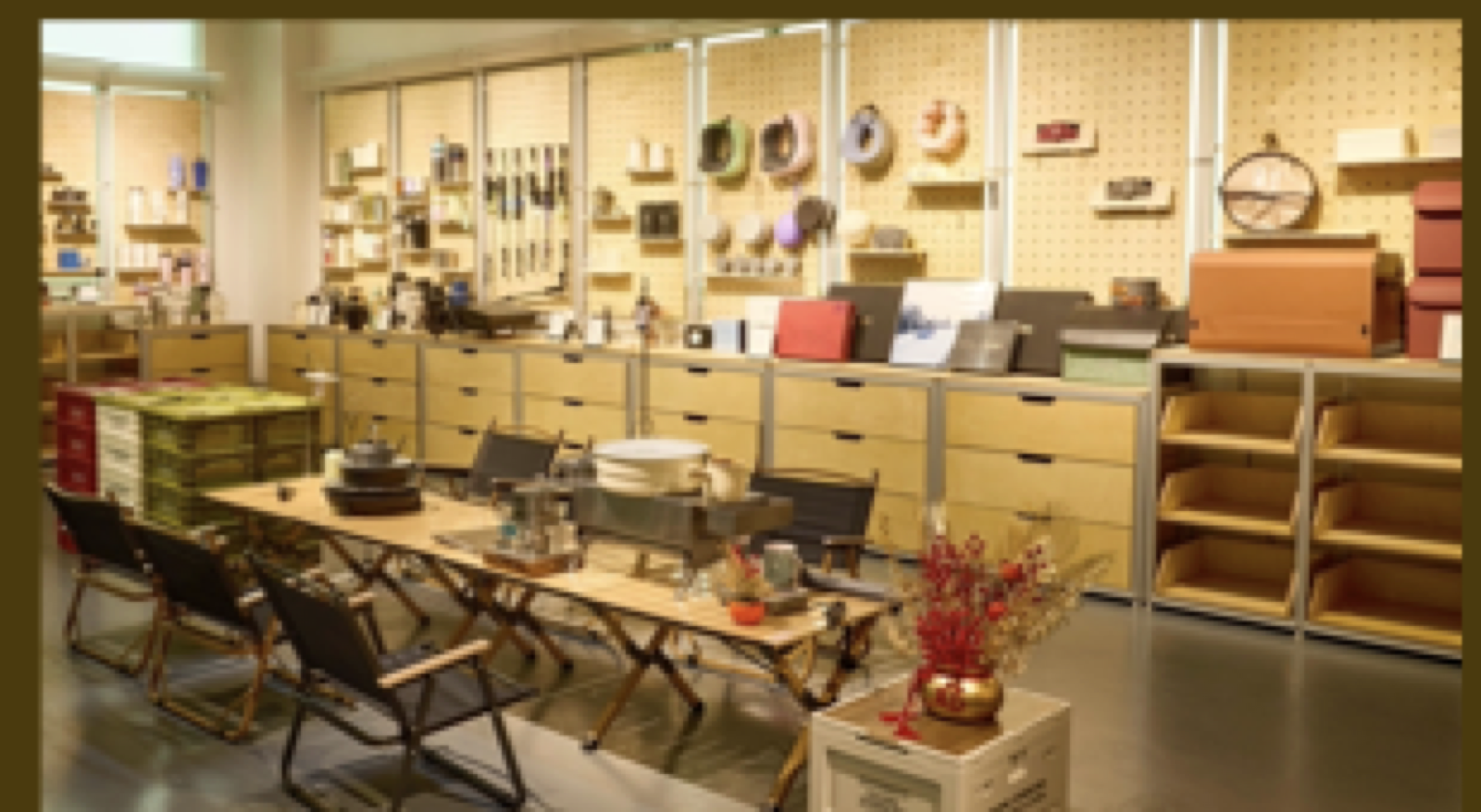Sample room with outdoor and lifestyle product displays.